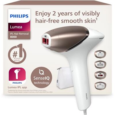 Philips Lumea 8000 Series, IPL Hair Removal Device, Laser Hair Removal Alternative, SenseIQ Technology, 4 Attachments for Body, Face, Bikini and Underarms, Model BRI948/00 Philips Lumea 8000 Series, IPL Hair Removal Device, Laser Hair Removal Alternative, SenseIQ Technology, 4 Attachments for Body, Face, Bikini and Underarms, Model BRI948/00