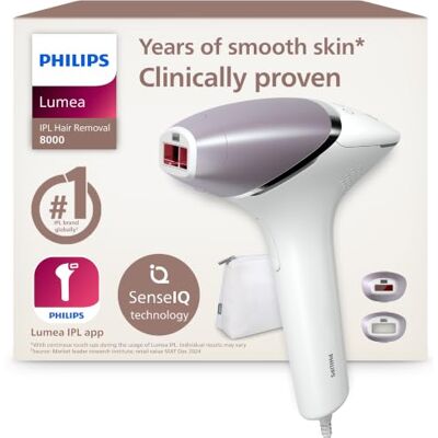 Philips Lumea 8000 Series, IPL Hair Removal Device, Laser Hair Removal Alternative, SenseIQ Technology, 2 Attachments for Body and Face, Model BRI944/00 Philips Lumea 8000 Series, IPL Hair Removal Device, Laser Hair Removal Alternative, SenseIQ Technology, 2 Attachments for Body and Face, Model BRI944/00