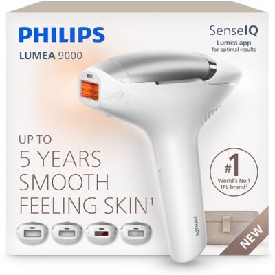 Philips Lumea 9000 IPL Hair Removal Device Long-Lasting Salon-Like Laser Hair Removal Alternative, Easy Home Use, 4 Attachments for Body, Face, Bikini & Armpits, BRI903/02 Philips Lumea 9000 IPL Hair Removal Device Long-Lasting Salon-Like Laser Hair Removal Alternative, Easy Home Use, 4 Attachments for Body, Face, Bikini & Armpits, BRI903/02