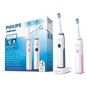 Philips Sonicare DailyClean 2100 Rechargeable Electric Toothbrush Dual Pack, Dark Blue/Pink (UK 2-pin Bathroom Plug) HX3212/61 Philips Sonicare DailyClean 2100 Rechargeable Electric Toothbrush Dual Pack, Dark Blue/Pink (UK 2-pin Bathroom Plug) HX3212/61