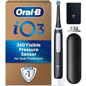 Oral-B iO 3 Matt Black Ultimate Clean Electric Toothbrush, 1 Refill Holder, 1 Charger Pouch, 1 Travel Case, Designed by Braun, Packaging May Vary Oral-B iO 3 Matt Black Ultimate Clean Electric Toothbrush, 1 Refill Holder, 1 Charger Pouch, 1 Travel Case, Designed by Braun, Packaging May Vary