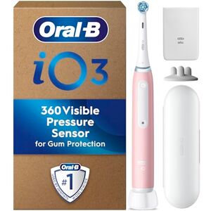 Oral-B iO 3 Blush Pink Ultimate Clean Electric Toothbrush, 1 Refill Holder, 1 Charger Pouch, 1 Travel Case, Designed by Braun Oral-B iO 3 Blush Pink Ultimate Clean Electric Toothbrush, 1 Refill Holder, 1 Charger Pouch, 1 Travel Case, Designed by Braun