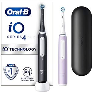 Oral-B iO4 2x Electric Toothbrushes For Adults, 2 Toothbrush Heads, Travel Case, 4 Modes With Teeth Whitening, 2 Pin UK Plug, Black & Lavender Oral-B iO4 2x Electric Toothbrushes For Adults, 2 Toothbrush Heads, Travel Case, 4 Modes With Teeth Whitening, 2 Pin UK Plug, Black & Lavender