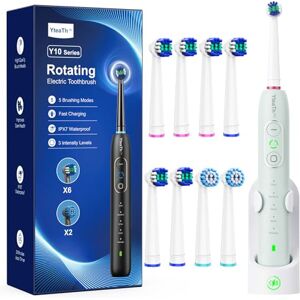 YTEATH PRO Rotating Electric Toothbrush with 8 Brush Heads for Adults and Kids, 3 Intensities 5 Modes, Wireless Wall Charging Station, Sonic Toothbrush with 2-Minute Smart Timer (Light Green) YTEATH PRO Rotating Electric Toothbrush with 8 Brush Heads for Adults and Kids, 3 Intensities 5 Modes, Wireless Wall Charging Station, Sonic Toothbrush with 2-Minute Smart Timer (Light Green)