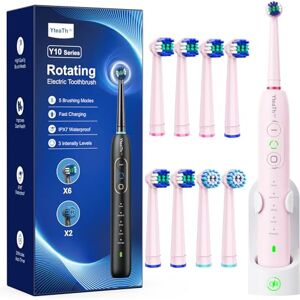 YTEATH PRO Rotating Electric Toothbrush with 8 Brush Heads for Adults and Kids, 3 Intensities 5 Modes, Wireless Wall Charging Station, Sonic Toothbrush with 2-Minute Smart Timer (Pink) YTEATH PRO Rotating Electric Toothbrush with 8 Brush Heads for Adults and Kids, 3 Intensities 5 Modes, Wireless Wall Charging Station, Sonic Toothbrush with 2-Minute Smart Timer (Pink)