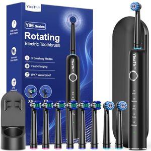 YTEATH PRO Rotating Electric Toothbrush with 8 Brush Heads (2 Types) for Adults and Kids, 60-Day Battery Life, Wireless Wall Charging Station, 5 Modes Sonic Toothbrush with Travel Case YTEATH PRO Rotating Electric Toothbrush with 8 Brush Heads (2 Types) for Adults and Kids, 60-Day Battery Life, Wireless Wall Charging Station, 5 Modes Sonic Toothbrush with Travel Case