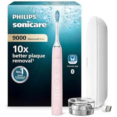 Philips Sonicare DiamondClean 9000 Pink Electric Toothbrush, 4 Modes, 3 Intensities, Gum Pressure Sensor, App, Connected Handle, USB Travel Case, UK 2-Pin Bathroom Plug HX9911/53 Philips Sonicare DiamondClean 9000 Pink Electric Toothbrush, 4 Modes, 3 Intensities, Gum Pressure Sensor, App, Connected Handle, USB Travel Case, UK 2-Pin Bathroom Plug HX9911/53