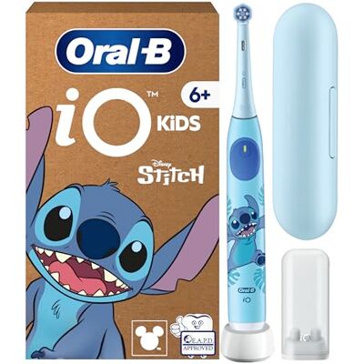 Oral-B iO Kids Electric Toothbrush, Disney Stitch 1 Handle, 1 Brush Head, Travel Case, 3 Modes with Sensitive Mode, 2-Min Music Timer, For Ages 6+, UK Two Pin Plug Oral-B iO Kids Electric Toothbrush, Disney Stitch 1 Handle, 1 Brush Head, Travel Case, 3 Modes with Sensitive Mode, 2-Min Music Timer, For Ages 6+, UK Two Pin Plug