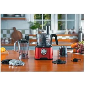 KARACA Mastermaid Power Multifunctional 10 Accessory in 1 Food Processor Set, 2000W Power, 1.5 L, 3.3 lb Wide Bowl, Non-slip Feet, Ice Crushing Feature, Chopper, Mixer, Grinder, Imperial Red KARACA Mastermaid Power Multifunctional 10 Accessory in 1 Food Processor Set, 2000W Power, 1.5 L, 3.3 lb Wide Bowl, Non-slip Feet, Ice Crushing Feature, Chopper, Mixer, Grinder, Imperial Red