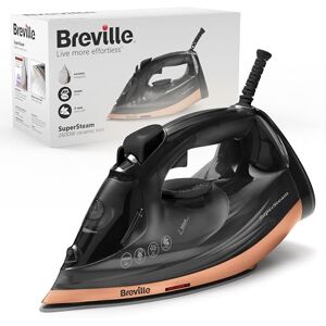 Breville SuperSteam Steam Iron 2600 W 190g/min Steam Shot Smooth Ceramic Soleplate 300 ml Water Tank 2m Cord with 360° Action Black & Copper VIN442 Breville SuperSteam Steam Iron 2600 W 190g/min Steam Shot Smooth Ceramic Soleplate 300 ml Water Tank 2m Cord with 360° Action Black & Copper VIN442