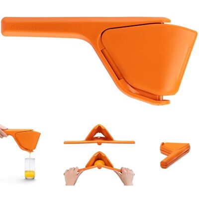 Dreamfarm Fluicer Fold-Flat Citrus Juicer Orange Easy, manual fresh orange juice squeezer with pip catcher, suits all citrus fruits, compact storage, 11 Dreamfarm Fluicer Fold-Flat Citrus Juicer Orange Easy, manual fresh orange juice squeezer with pip catcher, suits all citrus fruits, compact storage, 11