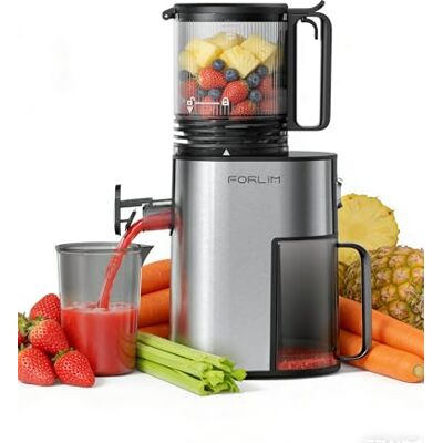 FORLIM Cold Press Juicer, 130mm Large Self-Feeding Chute for Whole Fruits & Vegetables, 250W Automatic Slow Masticating with 1.7L Hopper, High Yield, Easy to Clean, Classic Silver FORLIM Cold Press Juicer, 130mm Large Self-Feeding Chute for Whole Fruits & Vegetables, 250W Automatic Slow Masticating with 1.7L Hopper, High Yield, Easy to Clean, Classic Silver