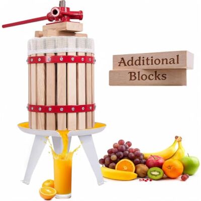Crystals 6 Liter Manual Fruit Press Wine & Cider Maker – Hardwood Apple Crusher & Juicer Kit with Steel Frame, Traditional Twist Press for Homemade Juice, Cider & Wine Production Crystals 6 Liter Manual Fruit Press Wine & Cider Maker – Hardwood Apple Crusher & Juicer Kit with Steel Frame, Traditional Twist Press for Homemade Juice, Cider & Wine Production
