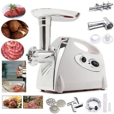 LUKVCIY Electric Meat Mincer 2800W, Sausage Maker & Food Grinder, White 3 Stainless Steel Plates, Kubbe Kit, Copper Motor for Home Use LUKVCIY Electric Meat Mincer 2800W, Sausage Maker & Food Grinder, White 3 Stainless Steel Plates, Kubbe Kit, Copper Motor for Home Use