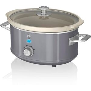 Swan Retro Slow Cooker with 3 Temperature Settings, Keep Warm Function, Removable Dishwasher Safe Pot, Up to 4 Portions, 3.5L, 200W, Retro Grey, SF17021GRN Swan Retro Slow Cooker with 3 Temperature Settings, Keep Warm Function, Removable Dishwasher Safe Pot, Up to 4 Portions, 3.5L, 200W, Retro Grey, SF17021GRN