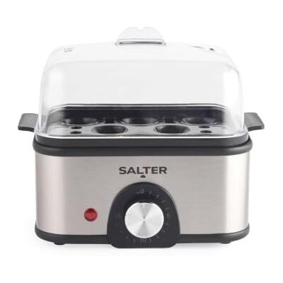 Salter Multi Egg Cooker, Electric Egg Boiler, 8 Egg Capacity, 500 W 15 Minute Timer, 2 Poaching Trays Included, Measuring Cup, Removable Egg Rack, Compact Countertop Design, Silver Finish Salter Multi Egg Cooker, Electric Egg Boiler, 8 Egg Capacity, 500 W 15 Minute Timer, 2 Poaching Trays Included, Measuring Cup, Removable Egg Rack, Compact Countertop Design, Silver Finish