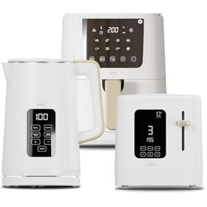 Cello White Kitchen Bundle: 1.7L 3000W Kettle with Temperature Control & LED Display 800W 2 Slice Toaster with Digital Timer & High Lift 4L 1400W Air Fryer with 8 Presets & Touch Control Cello White Kitchen Bundle: 1.7L 3000W Kettle with Temperature Control & LED Display 800W 2 Slice Toaster with Digital Timer & High Lift 4L 1400W Air Fryer with 8 Presets & Touch Control