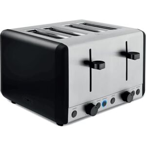 Tower T20086BLK Sera 4 Slice Toaster with 6 Browning Levels, Removable Crumb Tray, Defrost/Reheat/Cancel Functions, 1800W, Black Tower T20086BLK Sera 4 Slice Toaster with 6 Browning Levels, Removable Crumb Tray, Defrost/Reheat/Cancel Functions, 1800W, Black