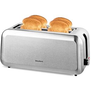 WEEKETT Long Slot 4 Slice Toaster, 1250-1450 Watt – Silver Stainless Steel Bread Toaster with Extra Wide Slots for Artisan Bread, Crumpets & Bagels – Adjustable Browning, Defrost & Reheat Functions WEEKETT Long Slot 4 Slice Toaster, 1250-1450 Watt – Silver Stainless Steel Bread Toaster with Extra Wide Slots for Artisan Bread, Crumpets & Bagels – Adjustable Browning, Defrost & Reheat Functions