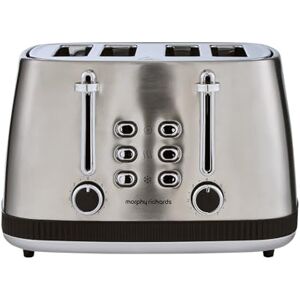 Morphy Richards Mexborough 4 Slice Toaster, Stainless Steel, Independent Operation, Browning Controls, Removable Crumb Tray, Anti-Jam, Defrost, Cancel, Reheat, 1860W, Black Trim, 242901 Morphy Richards Mexborough 4 Slice Toaster, Stainless Steel, Independent Operation, Browning Controls, Removable Crumb Tray, Anti-Jam, Defrost, Cancel, Reheat, 1860W, Black Trim, 242901