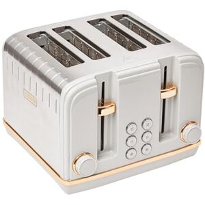 HADEN Salcombe Grey & Copper Toaster 4 Slice Adjustable Browning Control, Retro Style, Wide Slot Stainless Steel Housing Self-Centering Function Easy to Clean Grey 2300W HADEN Salcombe Grey & Copper Toaster 4 Slice Adjustable Browning Control, Retro Style, Wide Slot Stainless Steel Housing Self-Centering Function Easy to Clean Grey 2300W