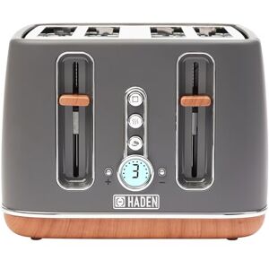 HADEN Dorchester Grey Toaster 4 Slice Variable Browning Levels Digital Controls & Wide Slots 4 Slice Toaster Cancel/Defrost/Reheat Settings With Wood Effect Finish HADEN Dorchester Grey Toaster 4 Slice Variable Browning Levels Digital Controls & Wide Slots 4 Slice Toaster Cancel/Defrost/Reheat Settings With Wood Effect Finish