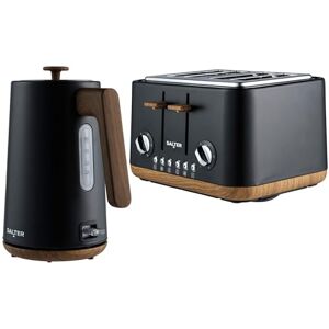 Salter COMBO-9135 Toronto Kettle and 4-Slice Toaster Set – 1.7 L Fast Boil Kettle with Limescale Filter, Wide Toasting Slots, High-Lift Eject, Wood Effect, 6 Browning Levels, 3000/1630 W, Matt Black Salter COMBO-9135 Toronto Kettle and 4-Slice Toaster Set – 1.7 L Fast Boil Kettle with Limescale Filter, Wide Toasting Slots, High-Lift Eject, Wood Effect, 6 Browning Levels, 3000/1630 W, Matt Black