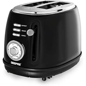 GEEPAS 2 Slice Bread Toaster with 6 Level Browning Control Removable Crumb Tray, Defrost, Reheat & Cancel Function, Cord Storage 2 Year Warranty, Stainless-Steel Housing, 850W, Black GEEPAS 2 Slice Bread Toaster with 6 Level Browning Control Removable Crumb Tray, Defrost, Reheat & Cancel Function, Cord Storage 2 Year Warranty, Stainless-Steel Housing, 850W, Black