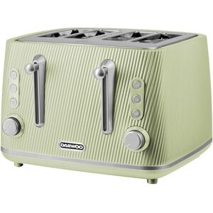 Daewoo Cascade 4 Slice Toaster – Sage Ribbed Finish, Dual Independent Controls, Adjustable Browning, Cancel, Reheat & Defrost Functions, Removable Crumb Trays Daewoo Cascade 4 Slice Toaster – Sage Ribbed Finish, Dual Independent Controls, Adjustable Browning, Cancel, Reheat & Defrost Functions, Removable Crumb Trays
