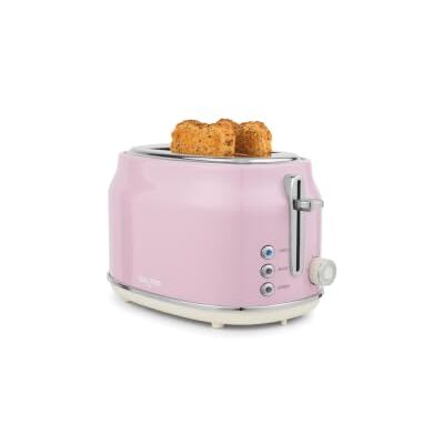 Salter Retro Toaster 2-Slice Pink, Wide Slots, 6 Browning Levels Defrost/reheat/cancel functions, high-lift eject, self-centring guides, removable crumb tray, 815W power Salter Retro Toaster 2-Slice Pink, Wide Slots, 6 Browning Levels Defrost/reheat/cancel functions, high-lift eject, self-centring guides, removable crumb tray, 815W power
