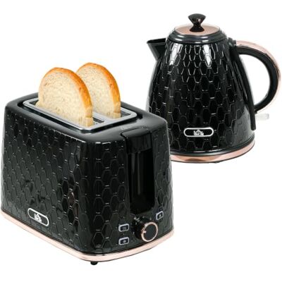 HOMCOM Kettle and Toaster Set - Black - 1.7L HOMCOM Kettle and Toaster Set - Black - 1.7L