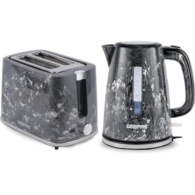 Geepas - 1.7L Kettle and 2-Slice Toaster - Black - Kettle and Toaster Set Geepas - 1.7L Kettle and 2-Slice Toaster - Black - Kettle and Toaster Set