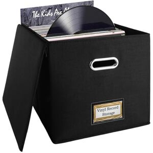ASelected Vinyl Record Storage Box 33X33X33Cm Storage Boxes Holds Up To 90 Single Records Cd Storage Case, Records Organizer for Albums, Cds, Passports, Magzine Black ASelected Vinyl Record Storage Box 33X33X33Cm Storage Boxes Holds Up To 90 Single Records Cd Storage Case, Records Organizer for Albums, Cds, Passports, Magzine Black