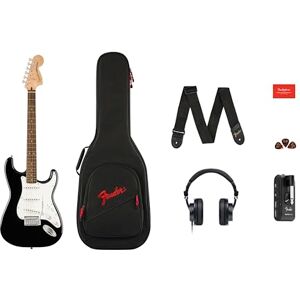 Fender Squier by Affinity Series™ Stratocaster® Electric Guitar & Mustang™ Micro Pack in Black. Includes Gig Bag, Strap, Headphones, Picks & a Free 3-Month Subscription to Play Fender Squier by Affinity Series™ Stratocaster® Electric Guitar & Mustang™ Micro Pack in Black. Includes Gig Bag, Strap, Headphones, Picks & a Free 3-Month Subscription to Play