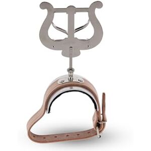 Gewa Marching Music Holder Flute Nickel Plated Large Lyra 2 Pushers Leather Strap with Aluminium Plate Gewa Marching Music Holder Flute Nickel Plated Large Lyra 2 Pushers Leather Strap with Aluminium Plate