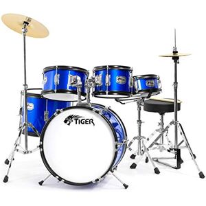 Tiger JDS14-BL 5-Piece Junior Drum Kit Set for Kids with Snare, Toms, Bass Drum, Bass Drum Pedal, Hi-Hat and Crash Cymbals, Throne and Sticks Blue Tiger JDS14-BL 5-Piece Junior Drum Kit Set for Kids with Snare, Toms, Bass Drum, Bass Drum Pedal, Hi-Hat and Crash Cymbals, Throne and Sticks Blue