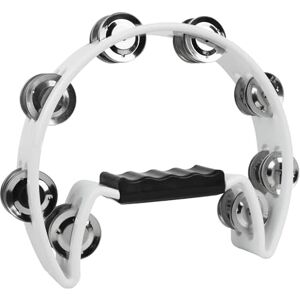 A-Star Half Moon Tambourine, Double Jingle Bell Cutaway with Ergonomic Grip Handle Singers, Bands, Musicians, Music Classes White A-Star Half Moon Tambourine, Double Jingle Bell Cutaway with Ergonomic Grip Handle Singers, Bands, Musicians, Music Classes White