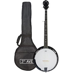 3rd Avenue Western 5 String Banjo with Remo Head Closed Solid Back with Gig Bag BJW01, Brown 3rd Avenue Western 5 String Banjo with Remo Head Closed Solid Back with Gig Bag BJW01, Brown