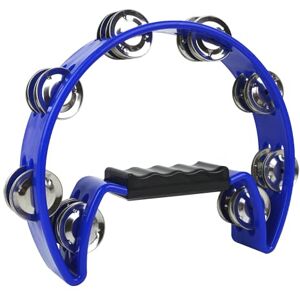 A-Star Half Moon Tambourine, Double Jingle Bell Cutaway with Ergonomic Grip Handle Singers, Bands, Musicians, Music Classes Blue A-Star Half Moon Tambourine, Double Jingle Bell Cutaway with Ergonomic Grip Handle Singers, Bands, Musicians, Music Classes Blue