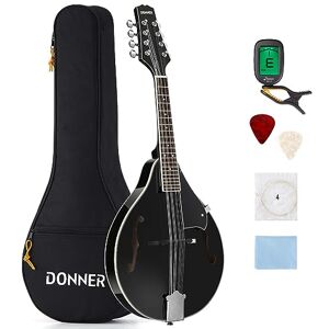 Donner Mandolin Instrument Black Mandolin Instrument Set for Beginner Adult Mahogany A Style with Tuner, String, Gig Bag, Guitar Picks (DML-100B) Donner Mandolin Instrument Black Mandolin Instrument Set for Beginner Adult Mahogany A Style with Tuner, String, Gig Bag, Guitar Picks (DML-100B)