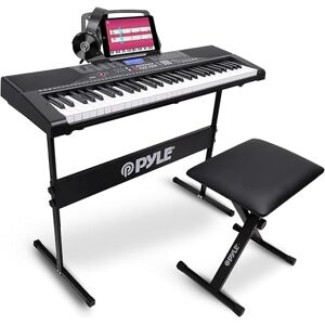 Pyle 61 Key Keyboard Piano with Stand Stool Headphones Music Stand – Digital Electric Music Keyboard Set with Bluetooth, 255 Sounds Rhythms LCD Display for Kids Beginners Adults Pyle 61 Key Keyboard Piano with Stand Stool Headphones Music Stand – Digital Electric Music Keyboard Set with Bluetooth, 255 Sounds Rhythms LCD Display for Kids Beginners Adults