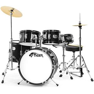 Tiger JDS14-BK Junior 5-Piece Drum Kit For Ages 3-10 Snare, Toms, Bass Drum, Bass Drum Pedal, Hi-Hat, Crash Cymbals, Throne and Sticks All Included – Black Tiger JDS14-BK Junior 5-Piece Drum Kit For Ages 3-10 Snare, Toms, Bass Drum, Bass Drum Pedal, Hi-Hat, Crash Cymbals, Throne and Sticks All Included – Black