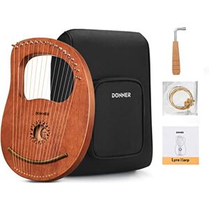 Donner Lyre Harp, 16 Metal Strings, Mahogany Body and Copper Saddle DLH-003 Lyre Harp with Tuning Wrench, Spare String Set, Gig Bag, Manual, Ancient Greece Style, Black, DLH-003 Donner Lyre Harp, 16 Metal Strings, Mahogany Body and Copper Saddle DLH-003 Lyre Harp with Tuning Wrench, Spare String Set, Gig Bag, Manual, Ancient Greece Style, Black, DLH-003