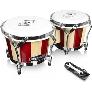 Pyle Bongo Drums, Bongos for Adults & Kids, 2 Hand Drums for Adults, 19.05cm & 16.51cm Tunable Handmade Wooden Instrument, Lightweight & Compact Tabletop Design, Includes Tuning Wrench Pyle Bongo Drums, Bongos for Adults & Kids, 2 Hand Drums for Adults, 19.05cm & 16.51cm Tunable Handmade Wooden Instrument, Lightweight & Compact Tabletop Design, Includes Tuning Wrench