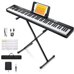 Donner Piano Keyboard 88 Keys, Beginner Digital Keyboard Piano Velocity-Sensitive Keys, Portable Electric Piano with Stand, Sustain Pedal, Carrying Case and Keyboard Stickers, DEP-1 Donner Piano Keyboard 88 Keys, Beginner Digital Keyboard Piano Velocity-Sensitive Keys, Portable Electric Piano with Stand, Sustain Pedal, Carrying Case and Keyboard Stickers, DEP-1