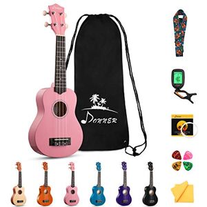 Donner Ukulele Beginner Soprano Ukulele Kit 21 inch Starter Set Adult Ukelele Hawaii Guitar with Uke Oneline Lesson String Tuner Picks DUS-10 Pink Donner Ukulele Beginner Soprano Ukulele Kit 21 inch Starter Set Adult Ukelele Hawaii Guitar with Uke Oneline Lesson String Tuner Picks DUS-10 Pink