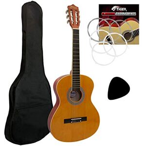 Tiger CLG2 3/4 Size Classical Spanish Guitar Beginners Complete Starter Kit for Ages 9 – 11, Natural Tiger CLG2 3/4 Size Classical Spanish Guitar Beginners Complete Starter Kit for Ages 9 – 11, Natural