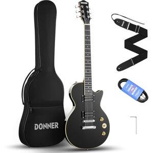 Donner LP Electric Guitar Kit Full Size Guitar Starter Set 39 Inch Solid Body with Bag, Strap, Cable (LP Style, Black) Donner LP Electric Guitar Kit Full Size Guitar Starter Set 39 Inch Solid Body with Bag, Strap, Cable (LP Style, Black)