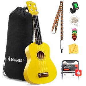 Donner Soprano Ukulele for Beginner Ukelele with Free Online Lesson Bag Strap String Tuner Pick Cloth, DMU-01 21 Inch Matte ukalalee Bundle Kit Macaron Series-Yellow Donner Soprano Ukulele for Beginner Ukelele with Free Online Lesson Bag Strap String Tuner Pick Cloth, DMU-01 21 Inch Matte ukalalee Bundle Kit Macaron Series-Yellow