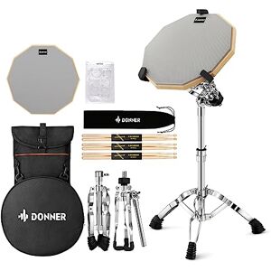 Donner Drum Practice Pad with Snare Drum Stand Kit, Including double-Sided 12 Inch Drum Pad, Drumsticks, Adjustable Stand Fits 10''-14'' Dia Drums Donner Drum Practice Pad with Snare Drum Stand Kit, Including double-Sided 12 Inch Drum Pad, Drumsticks, Adjustable Stand Fits 10''-14'' Dia Drums